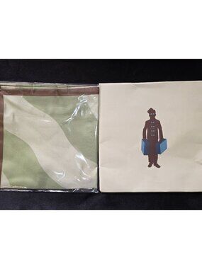 Golf Le Fleur Silk Scarf Green & Brown Waves Design Made In Italy